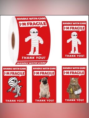 200 Fragile Stickers - Funny 2”x3”, 4 designs